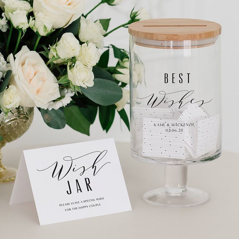 Best Wishes jar table decoration for wedding reception on sale for Black Friday