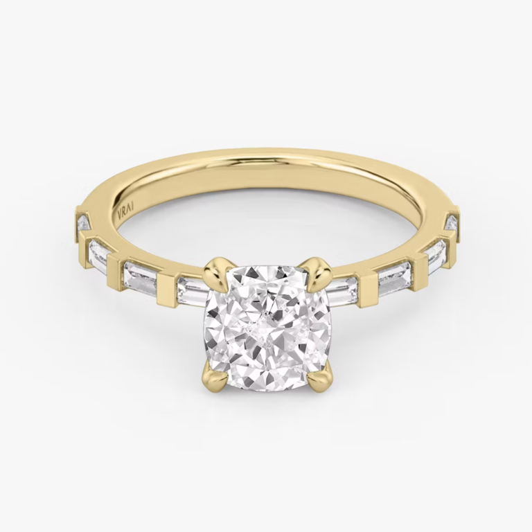 The Baguette Bar Cushion Engagement Ring