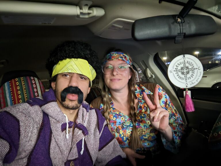 Halloween party! Two hippies