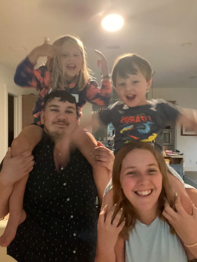 Typical night goofing around with the flower girl and ring security 