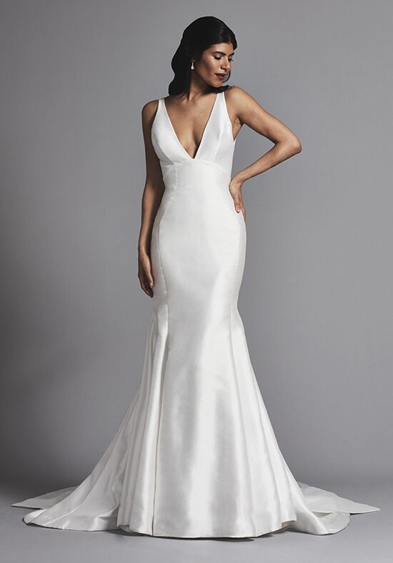 Silk v neck wedding sales dress