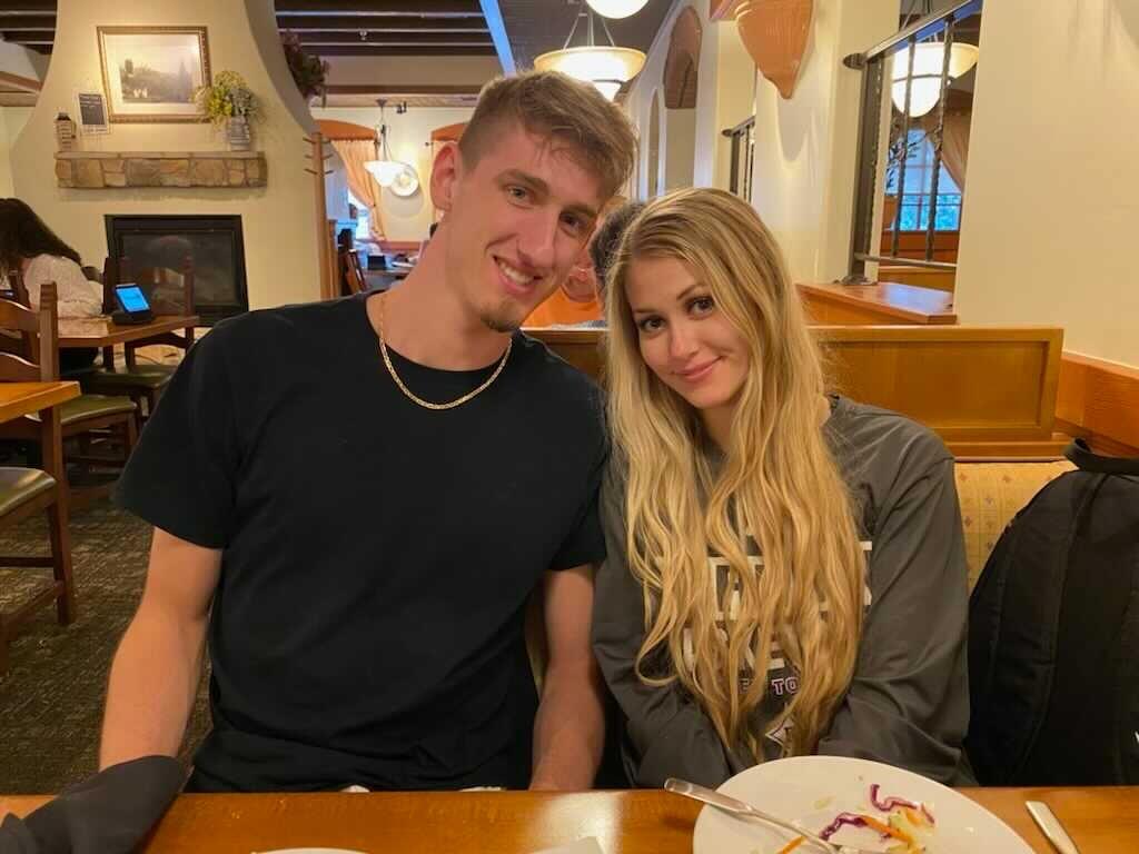 Our first family introduction! Meredith met Jonny's Mama at dinner after a pre-season practice!