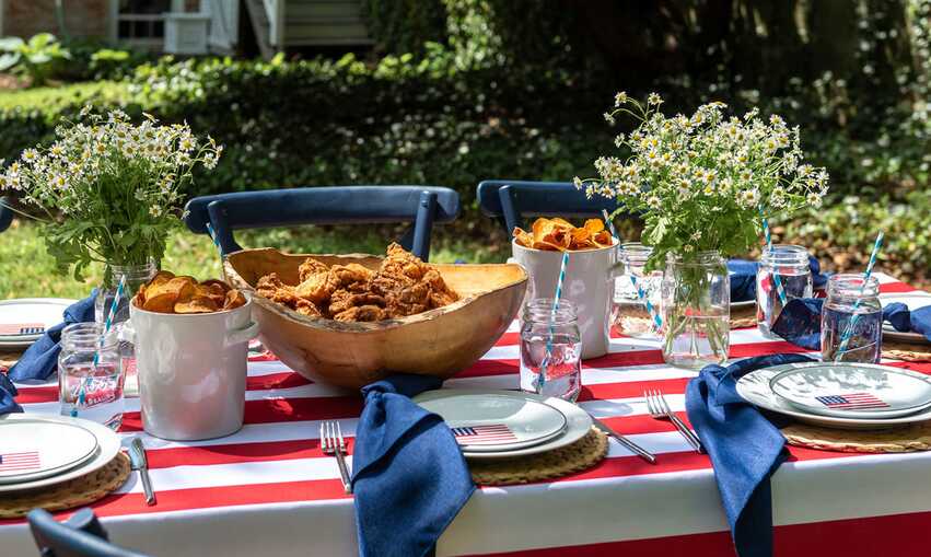 Food on a picnic table