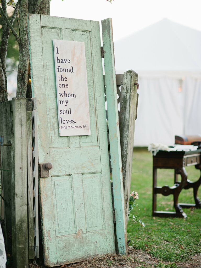 wedding sign quotes bible verse on door
