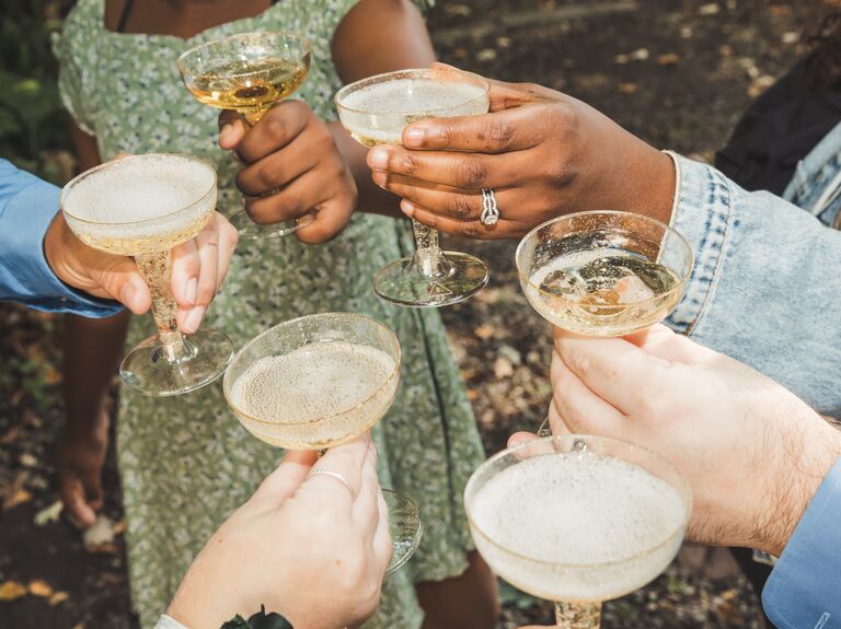 friends clinking glasses of champagne 