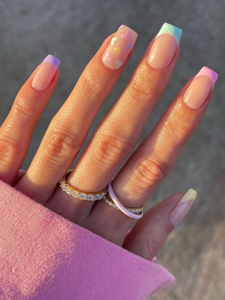 Valentine's Day pastel nails with heart design