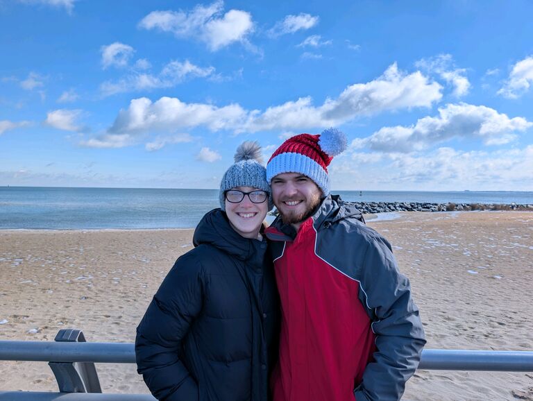 Seeing snow on the beach with Katie and Austin in VA.