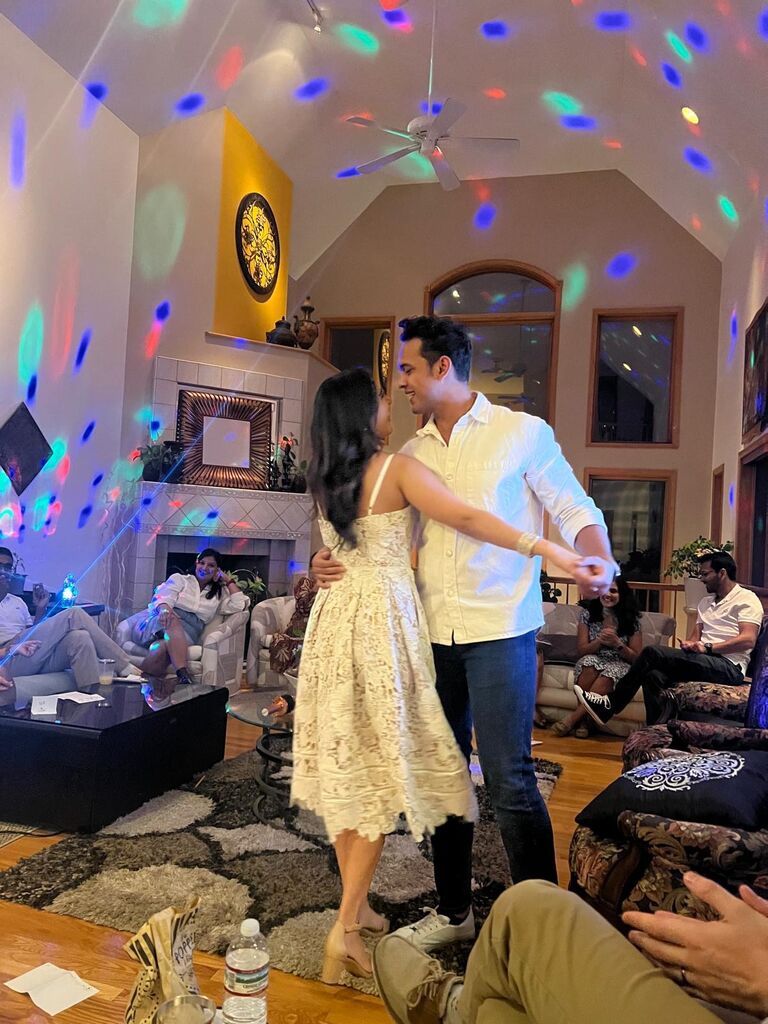 Aakash and Esha met at a Bollywood party in Chicago. In pure filmy style their eyes met and they danced the night away.