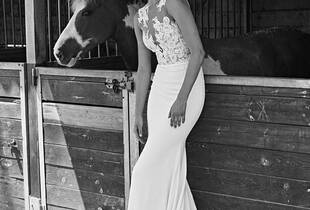 champagne junior bridesmaid dresses Halter A Line Chiffon Lace Junior Bridesmaid Dress main image 1