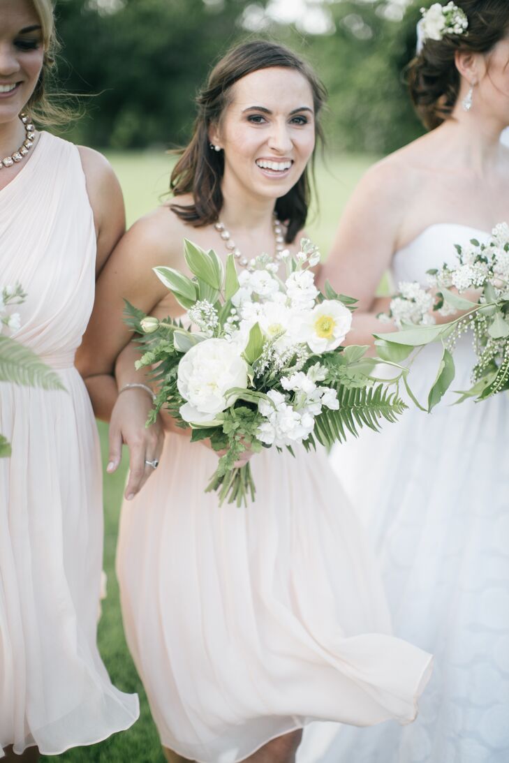 pale peach bridesmaid dresses
