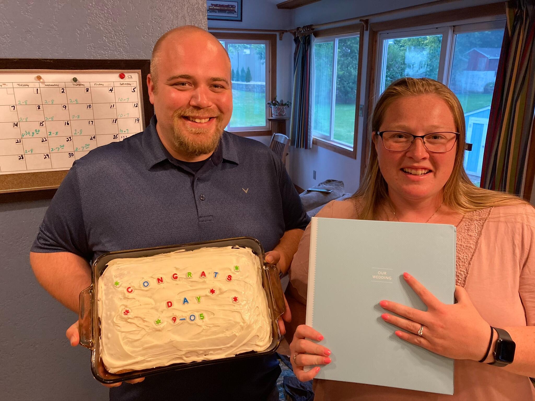 Celebrating our engagement with an amazing home made cake.