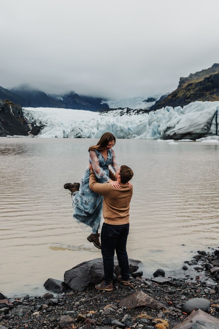 Max got down on one knee in front of Svinafellsjokull Glacier in Iceland while Kathryn was wearing the very same hiking boots we met in over 7 years ago. Perhaps these magical boots will make another appearance on our wedding day.