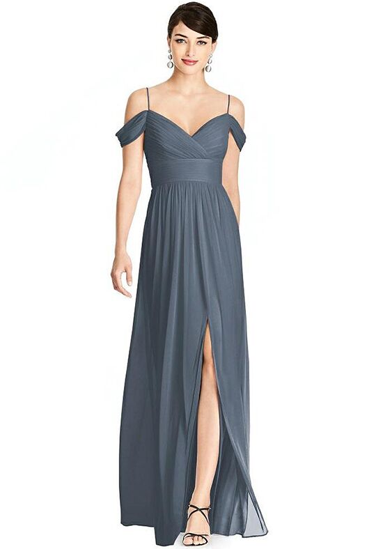 V-Neck Split Sleeve Blouson Bodice Maxi Dress