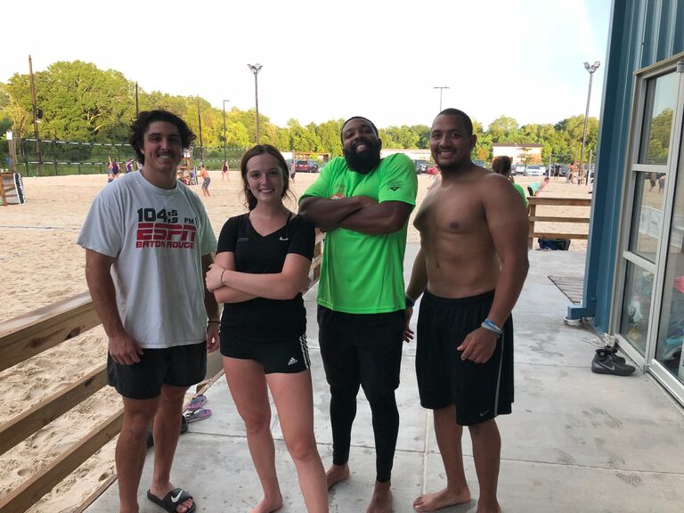 We met working at Traction Sports in 2016. We became friends and played on the same beach volleyball team through work.