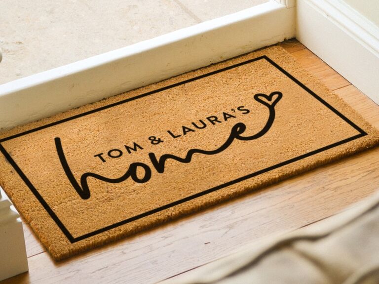 Personalized doormat housewarming gift for couples