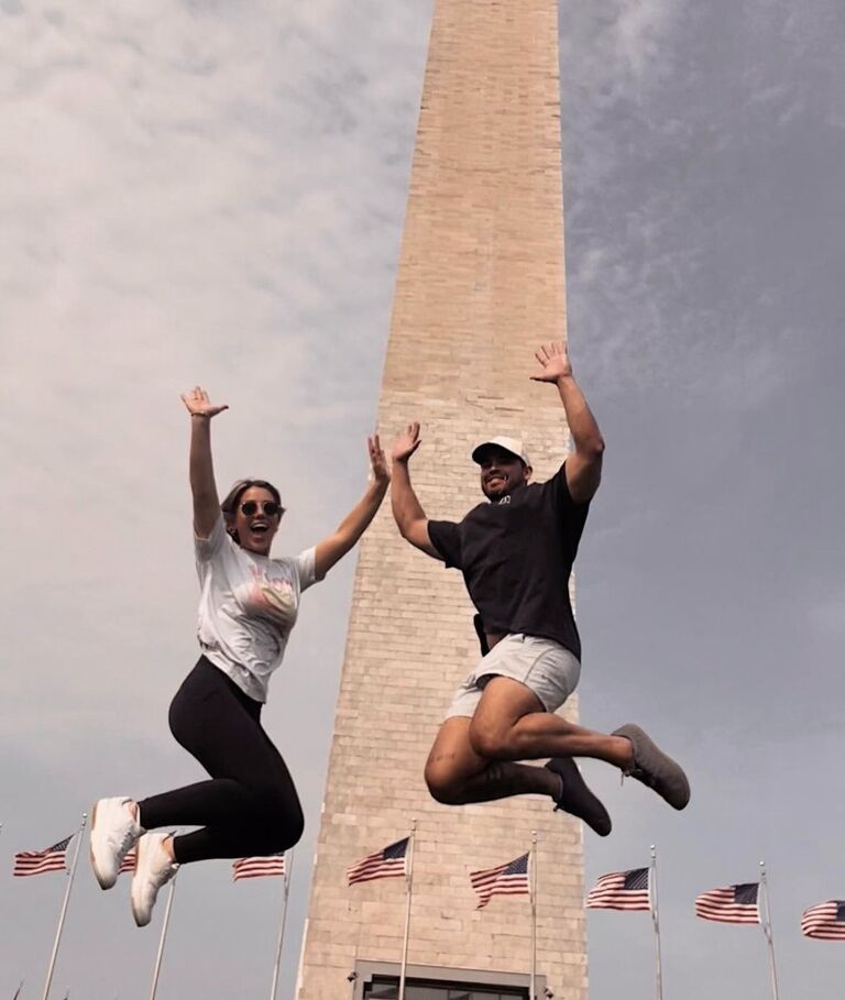 Taking on D.C. to visit the east coast and see Katie's grandparents! Guess how mad Kyle got when he was forced to keep jumping so Katie could get "the" picture. 