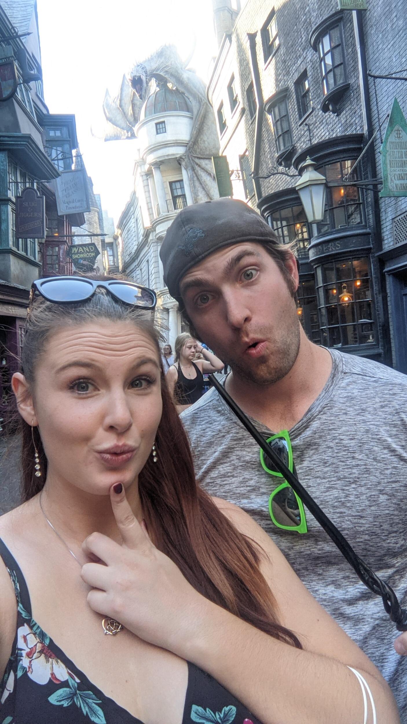 Harry Potter World where Christian learned he was a Hufflepuff and McKendrey refused to acknowledge she is also a Hufflepuff 