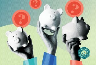 Piggy banks in the air surrounded by question marks