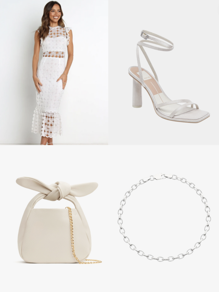 All white brunch outfit for bridal shower
