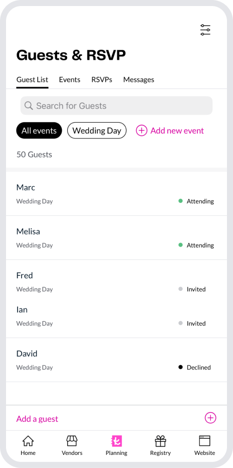guest list phone