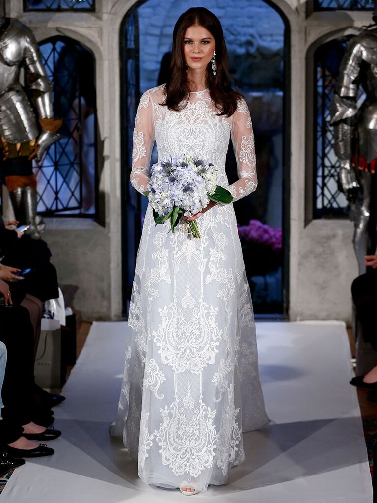 oleg cassini blue wedding dress