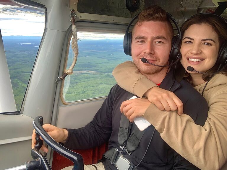 Andrew moved back to Alaska for 5 months to get his private pilot, instrument, and commercial licenses. Kelsey flew up to Alaska four times to visit him that summer.