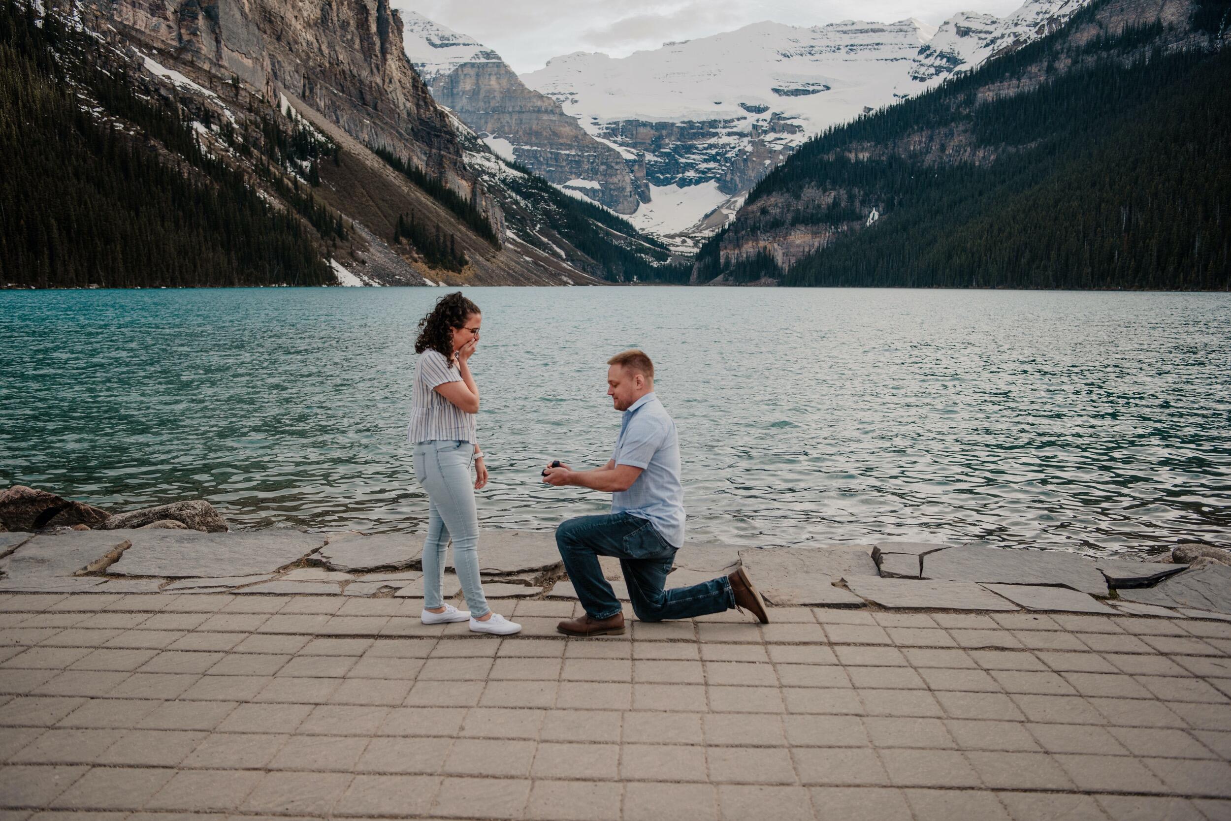 He popped the question on our trip to Banff, Canada!