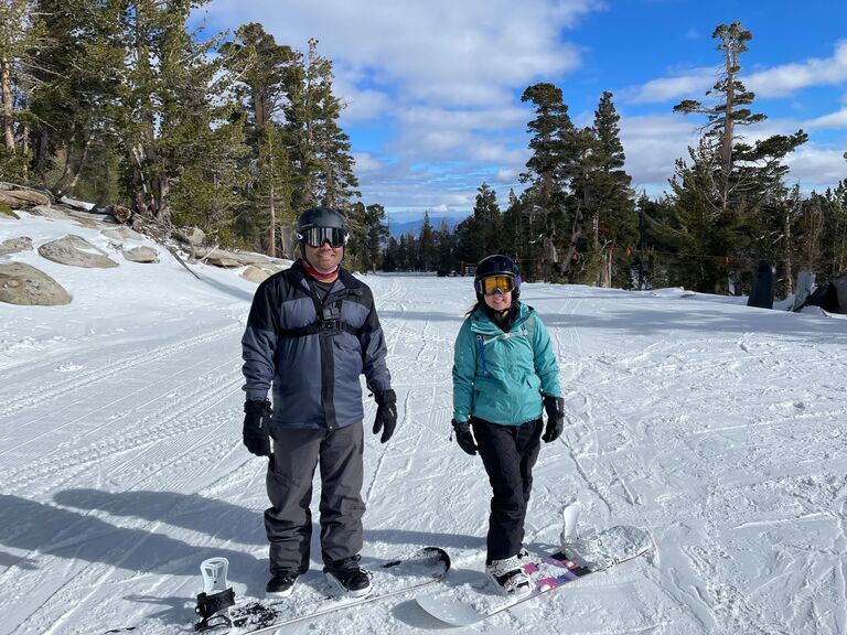 First time snowboarding together.