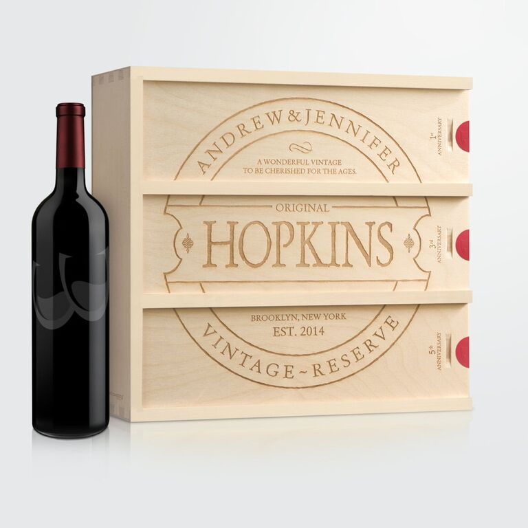 Anniversary wine box gift idea for groom from best man. 