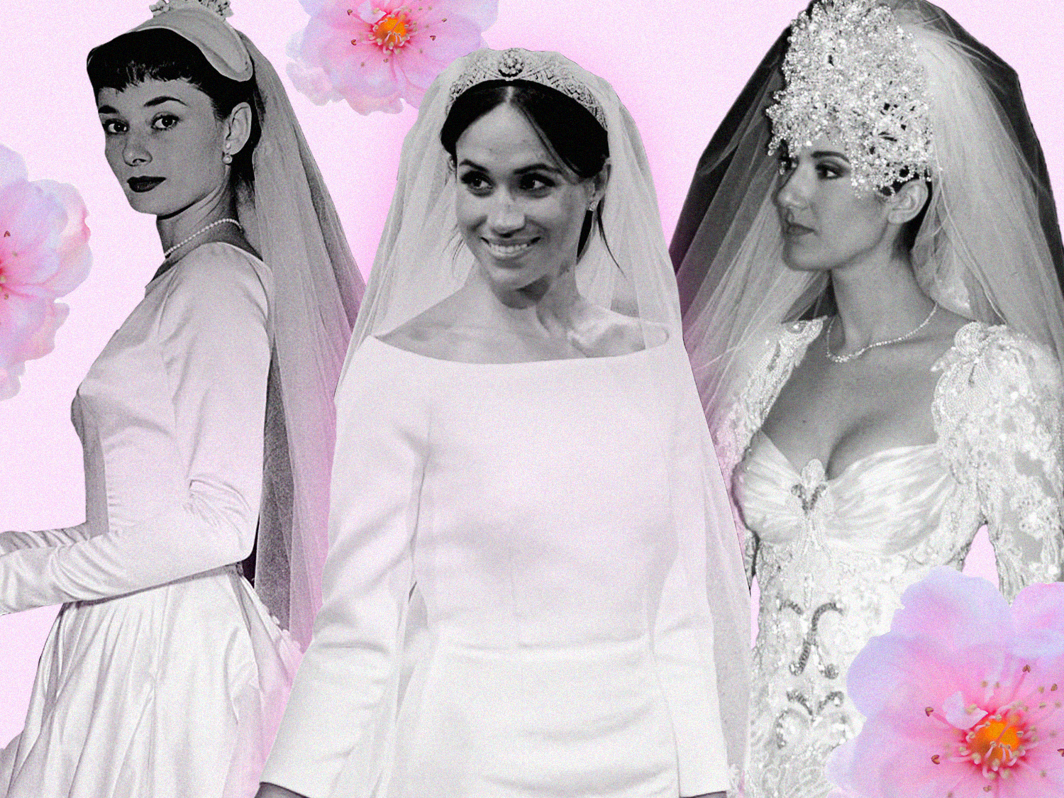A collage of the best celebrity wedding dresses ever