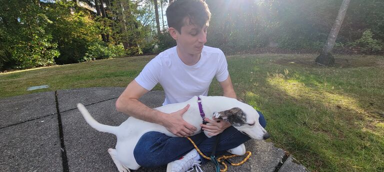 Joe & Mel meet Duckie and are immediately smitten. She wiggled her way into their laps and hearts.