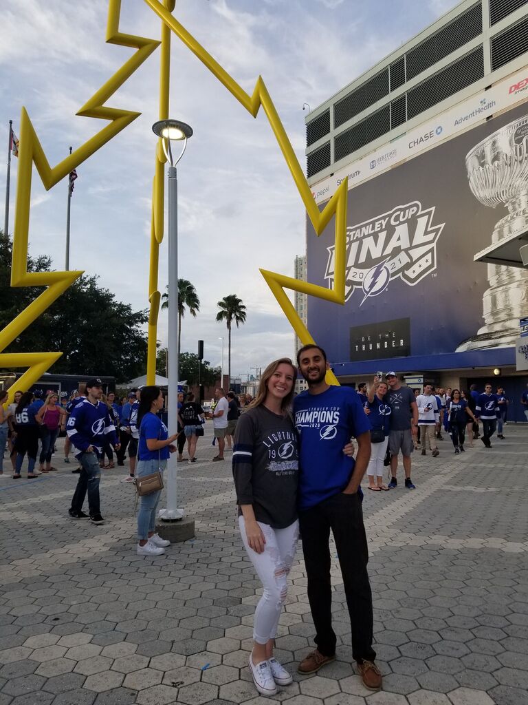 Living near the arena and the team doing well, we became bandwagon Tampa Bay Lightning Fans. Go Bolts!
