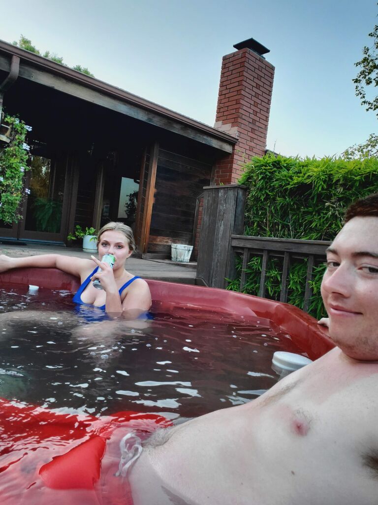 The hot tub of our AirBnb, approximately 5 minutes before an earthquake hit. 

Ojai, CA