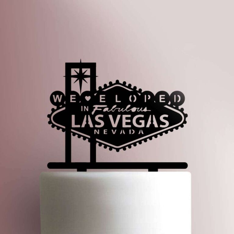 "We Eloped" Las Vegas Wedding Cake Topper for Couples