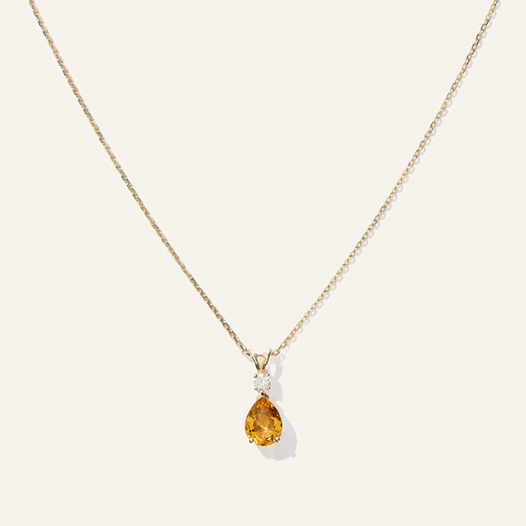 Diamond and citrine drop necklace