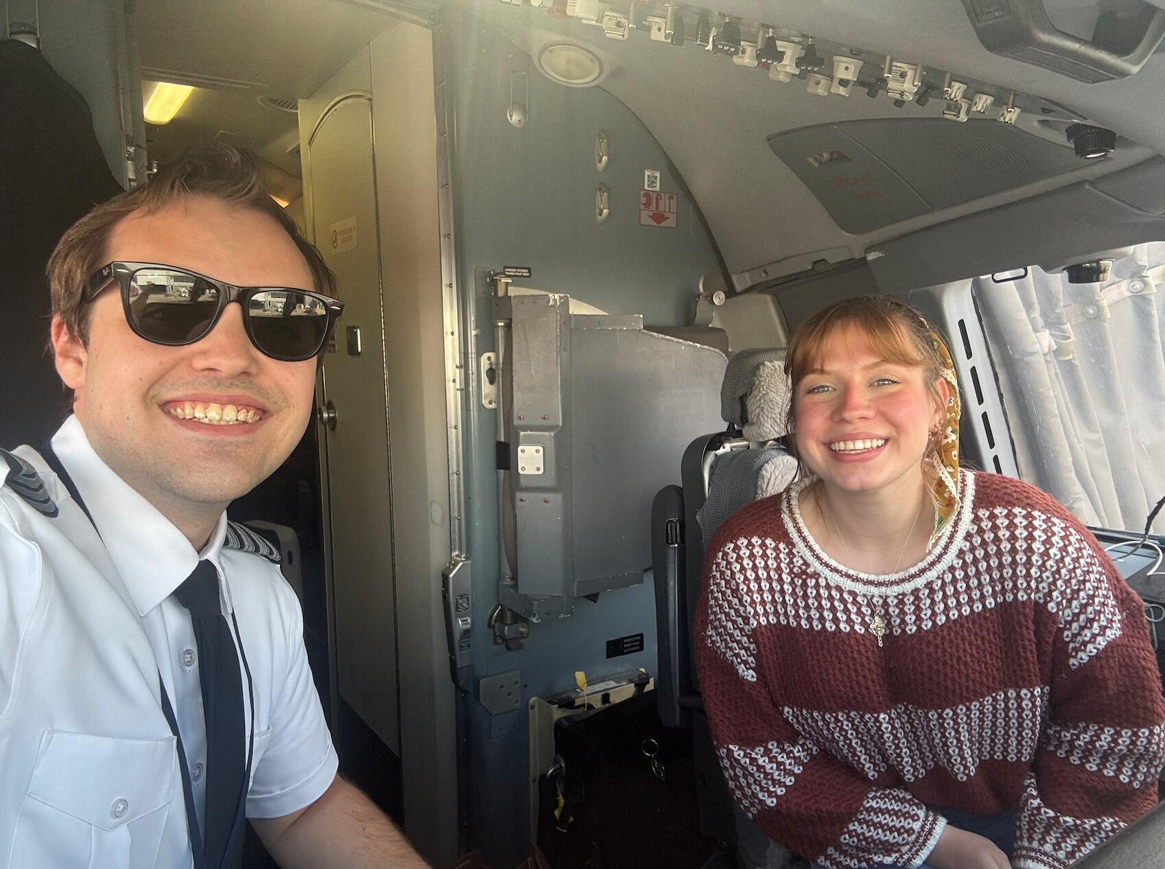 Natalie gets to go on a trip with Michael flying for the first time and tour the cockpit.