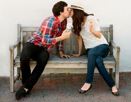 Newlywed couple with ice cream