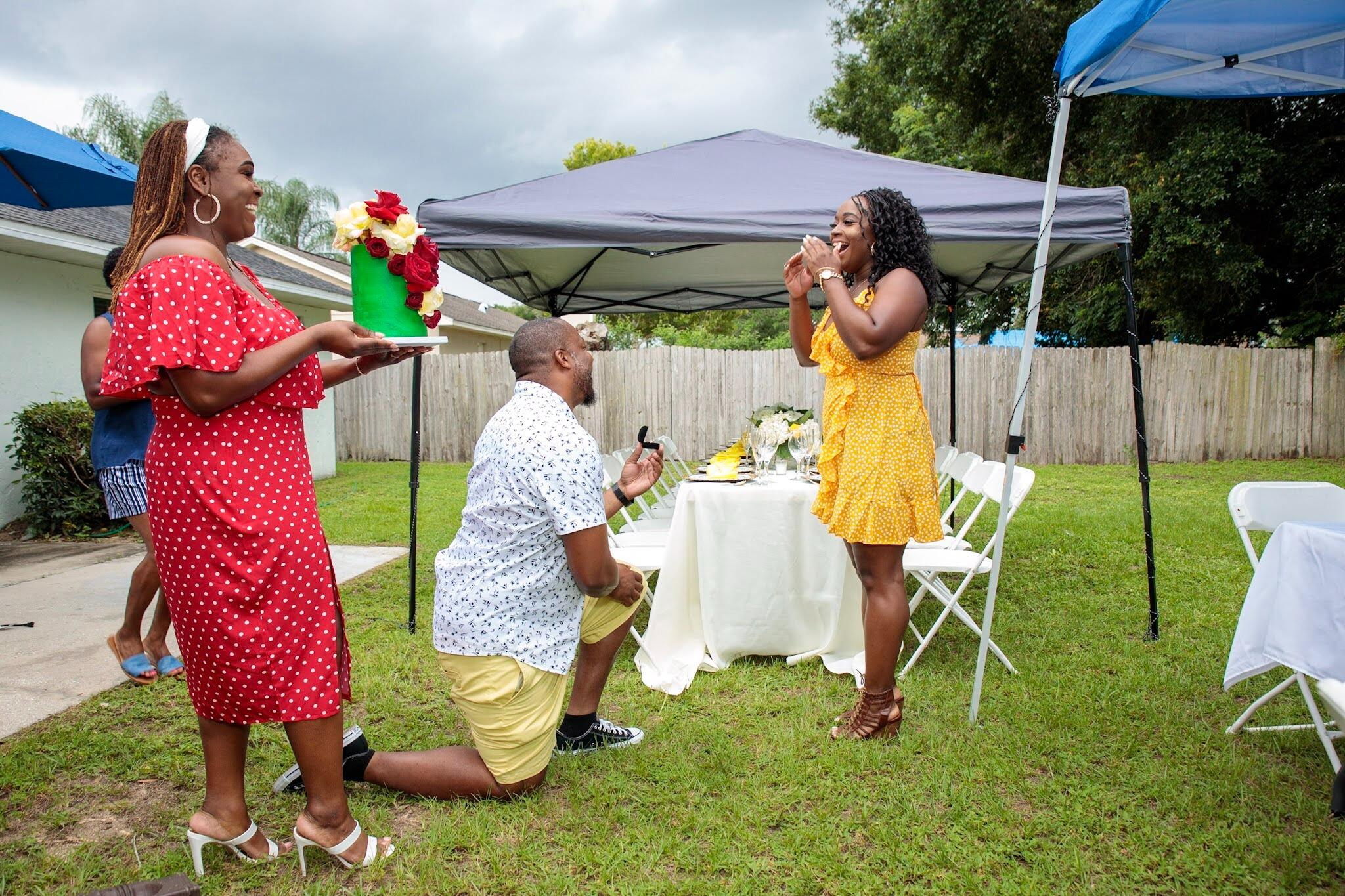 Mike pops the question at a surprise birthday party during Family Vacation 2021, after 2 theme parks, endless trips to the pool and Orlando sightseeing.