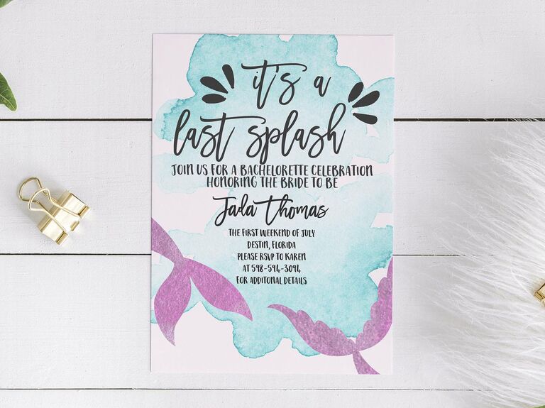 Mermaid themed bachelorette party invitations