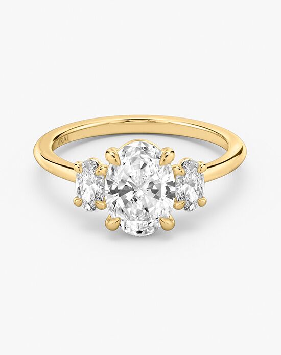 VRAI Three Stone Oval Engagement Ring | Yellow Gold Engagement Ring ...