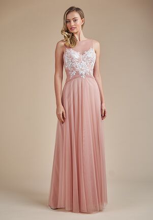 illusion neckline bridesmaid dress