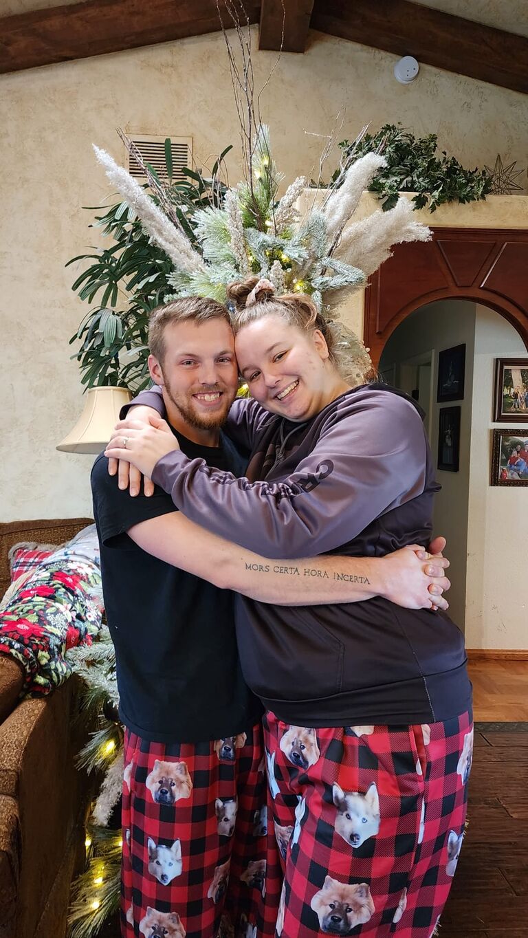 Simon came to spend a late Christmas with Emma and her family. He even got a pair of the family pajamas!