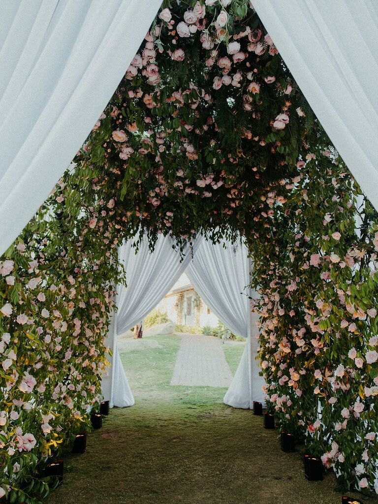 romantic floral archway for your spring wedding planning ideas