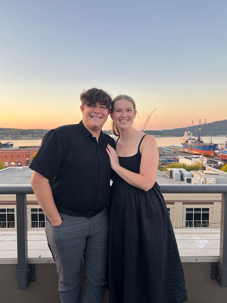 Here we are right before our best friends' wedding!
