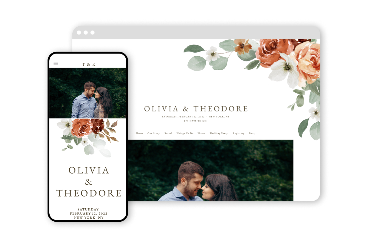 Matching wedding website and invitation design