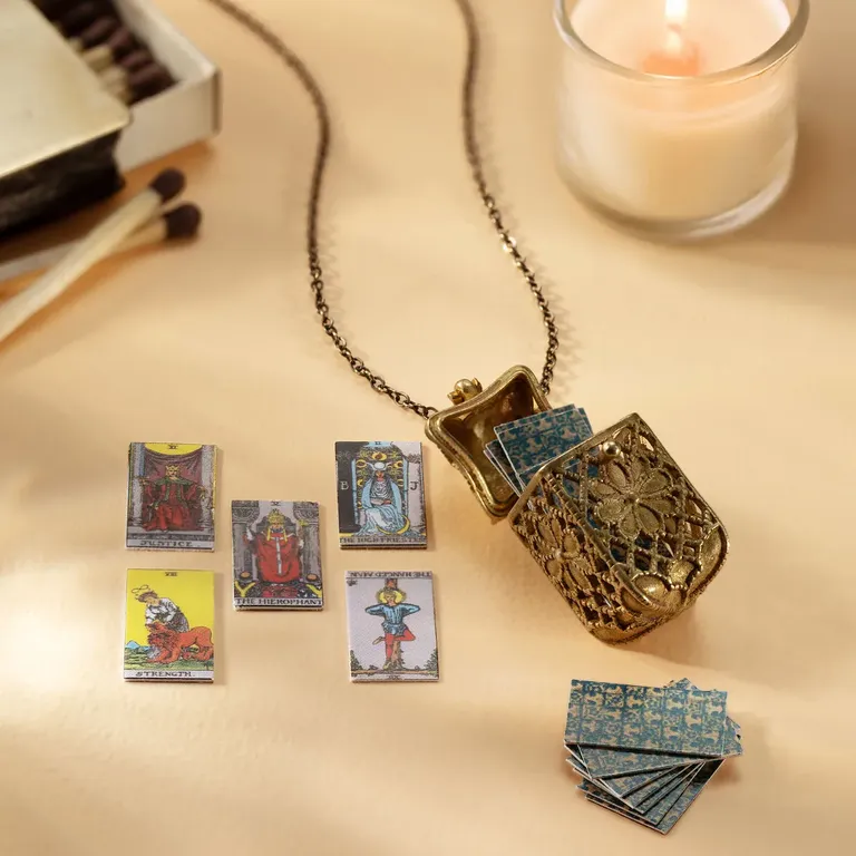 Tiny tarot deck necklace
