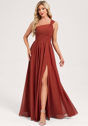 Celebrate love and friendship in the JJ's House Corryn A-line One Shoulder Chiffon Bridesmaid Dress! Designed to complement any wedding theme with its elegant details and a flattering silhouette, this gorgeous outfit ensures you look stunning while standing by the bride's side on her unforgettable day.