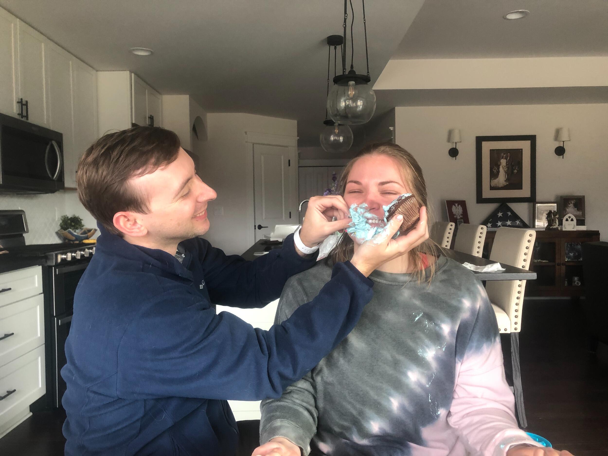 Practicing for the wedding day. 