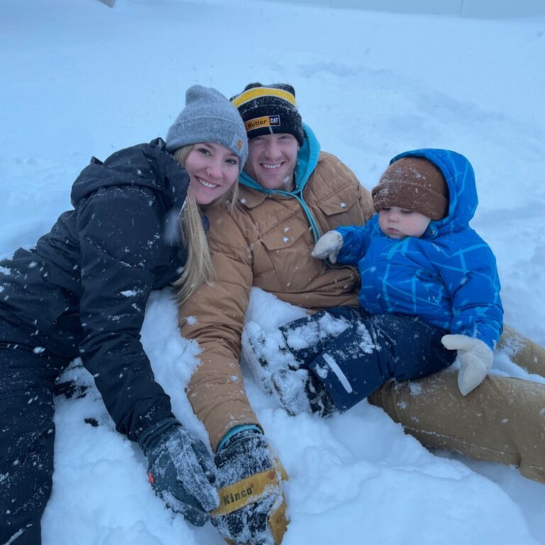Snowshoeing to Addy's Brother's house during a ND blizzard. 