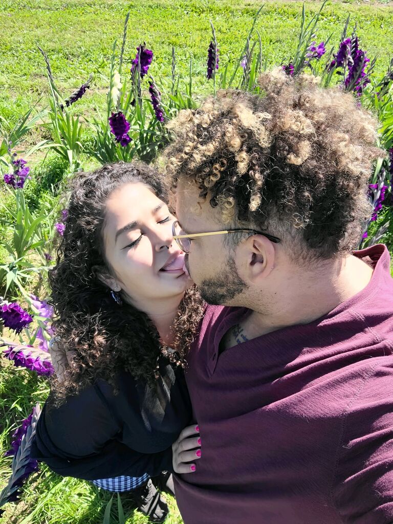 Frolicking through the flowers.